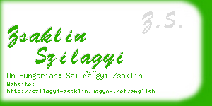 zsaklin szilagyi business card